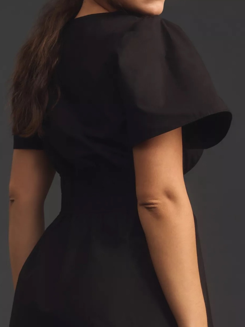 Anthropologie Black Mini Dress with Flutter Sleeves